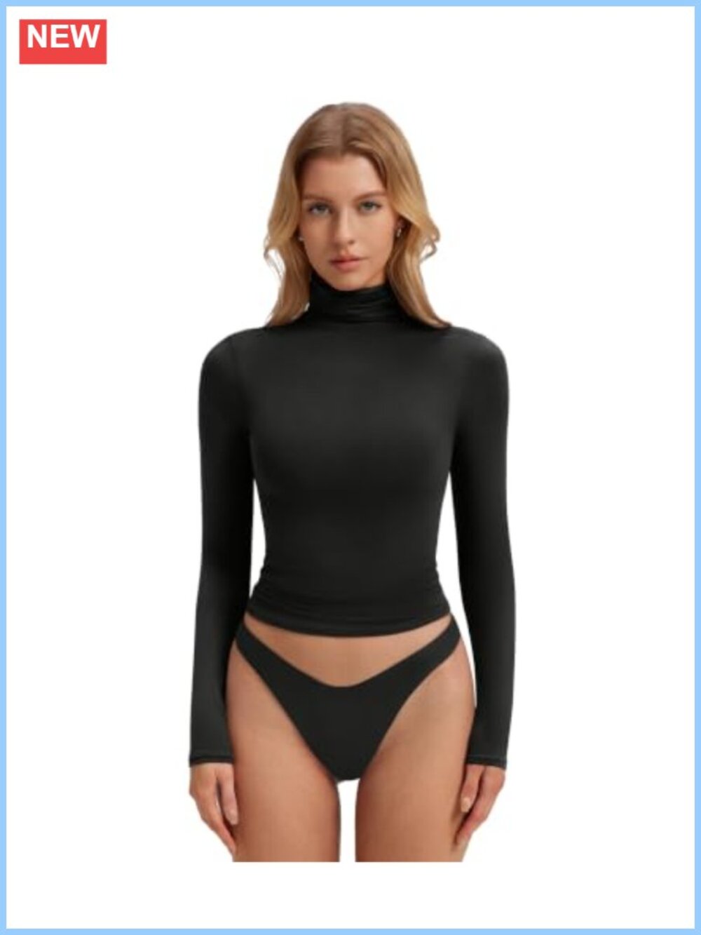 Turtleneck Long Sleeve Fitted Basic T Shirt Buttery Soft Baselayer
